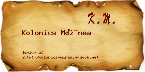 Kolonics Mínea névjegykártya
